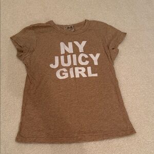 Juicy Couture Tan Short Sleeve T-Shirt Y2K Medium - Made in USA 100% Cotton